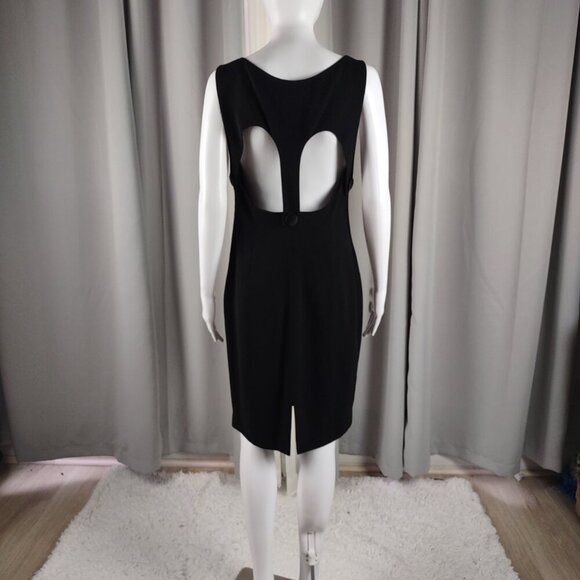 A.J. Bari Black Sleeveless Open Back Sheath Cocktail Dress Petite 10 - Picture 4 of 11